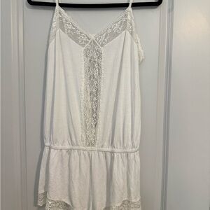 Elegant White Lace Trim Romper